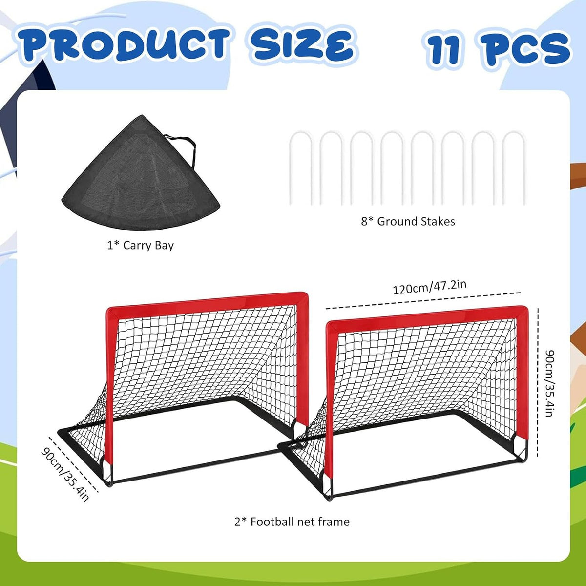 2 Set 4x3ft Soccer Goals for Backyard, Portable Foldable Pop Up Practice Soccer Net Training Equipment,Pop Up Soccer Nets with Carrying Bag & Ground Pegs, for Indoor, Outdoor, Backyard, Field, Court