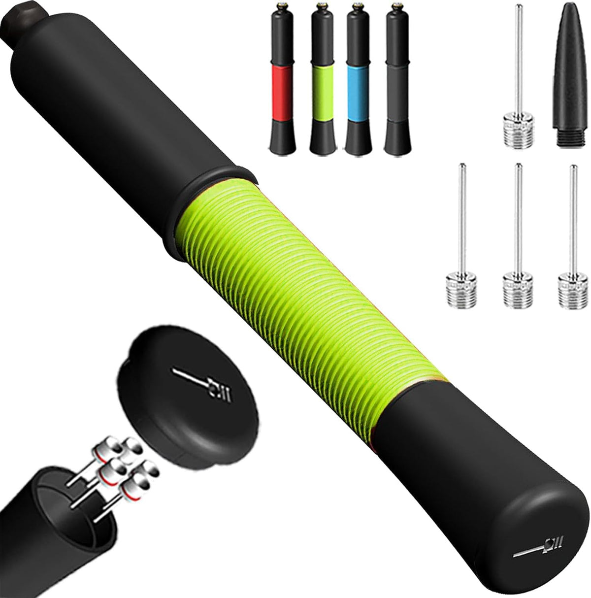 Ball Pump with Needle Storage, 5 Needles & Extension Hose for Sports Balls