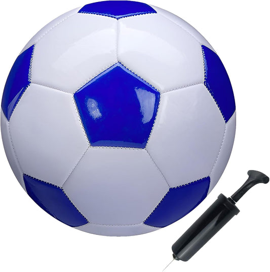 Soccer Ball Size 2,3,4,5 White Blue Outdoor and Indoor School Sports Activity Anti-Explosion Classic Design Suitable for Kids Toddler Boy Gift Training Practice