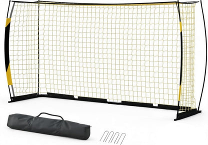 Soccer Goal, 12X6 ft Soccer Goal for Backyard Portable Net Collapsible Metal Frame, Quick Set Up Soccer Net for Indoor Outdoor Practice Training with Carry Bag, Black and Yellow