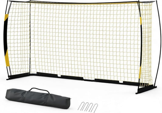 Soccer Goal, 12X6 ft Soccer Goal for Backyard Portable Net Collapsible Metal Frame, Quick Set Up Soccer Net for Indoor Outdoor Practice Training with Carry Bag, Black and Yellow
