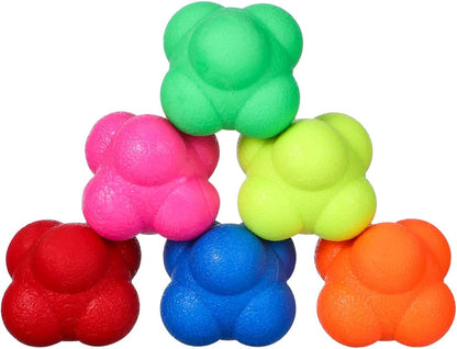 6 Pack Reaction Ball Set for Agility Training Hand Eye Coordination Reflex Workout Bounce Ball for Baseball Tennis Basketball Exercise