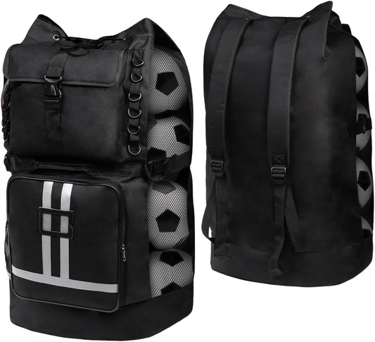 Soccer Ball Bag with Pockets, Holds 14-16 Balls, Extra Large Sports Equipment Ball Bag with Adjustable Shoulder Straps, Heavy Duty Basketball Football Storage Bag for Coach, Players, Trainers