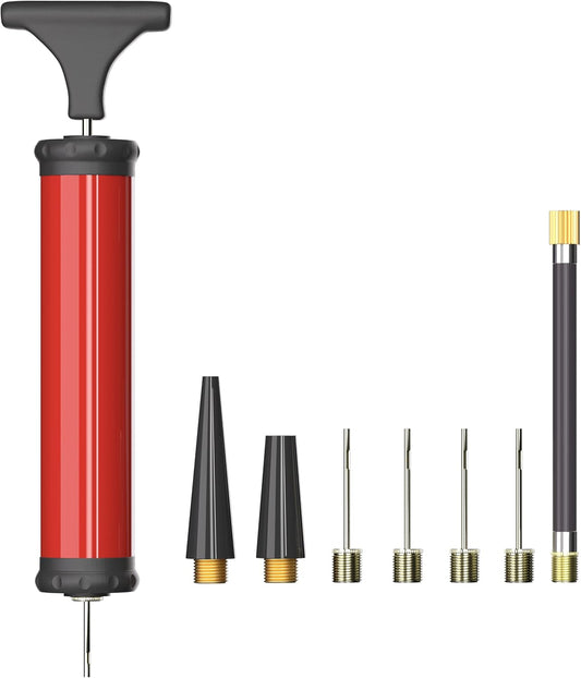Portable Ball Pump, Air Pump with 4 Needles 2 Nozzle 1 Extension Hose Great for Basketball Football Volleyball Soccer