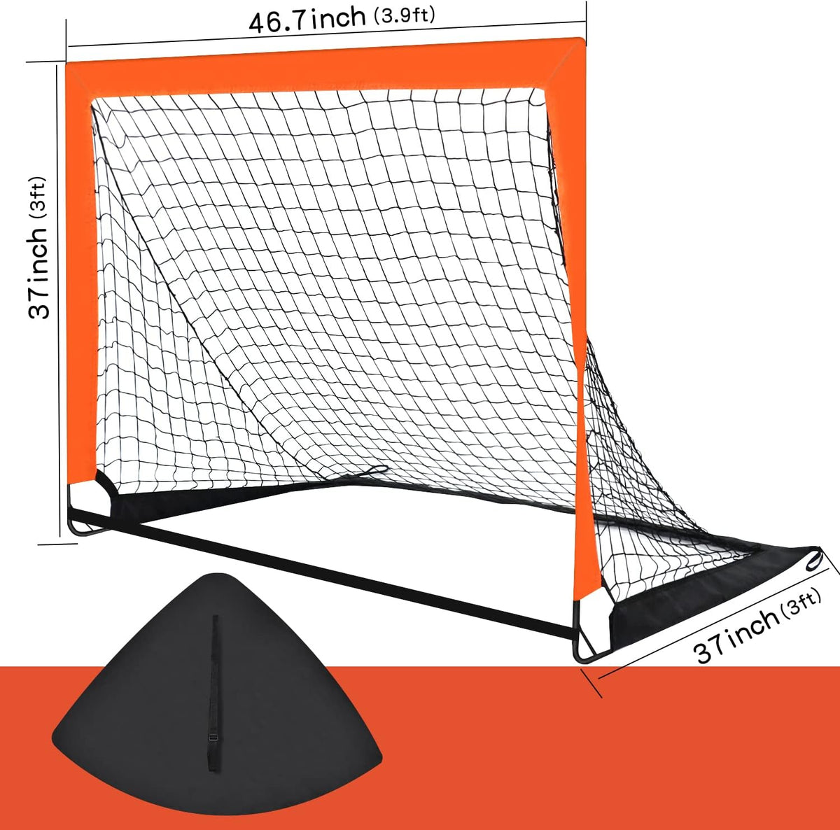 2 Pack 4’ x 3’ Size Portable Kid Soccer Goals for Backyard, Indoor and Outdoor Pop Up Soccer Goals, Orange,