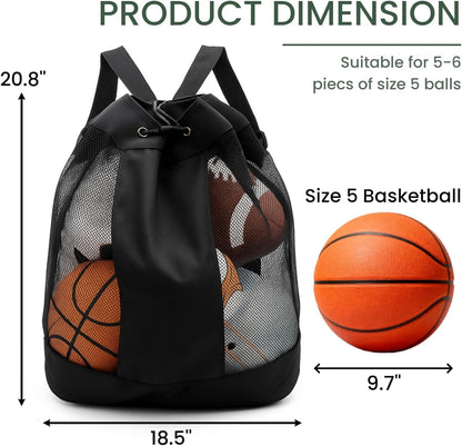 Large Ball Bag, Mesh Sport Bag Adjustable Double Strap