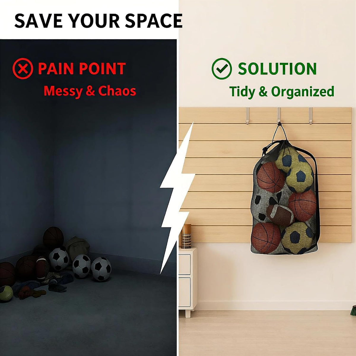Extra Large Soccer Ball Bag，40x30 Inch Extra Large Mesh Equipment Sack for Coaches, Storage Bag for Basketball, Volleyball, Gym Equipment, Swimming Gear