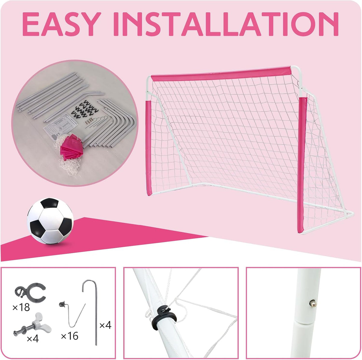 Combination Soccer Goal Portable Soccer Goals for Backyard Steel Frame Football Goal with All Weather Net for Kids Youth