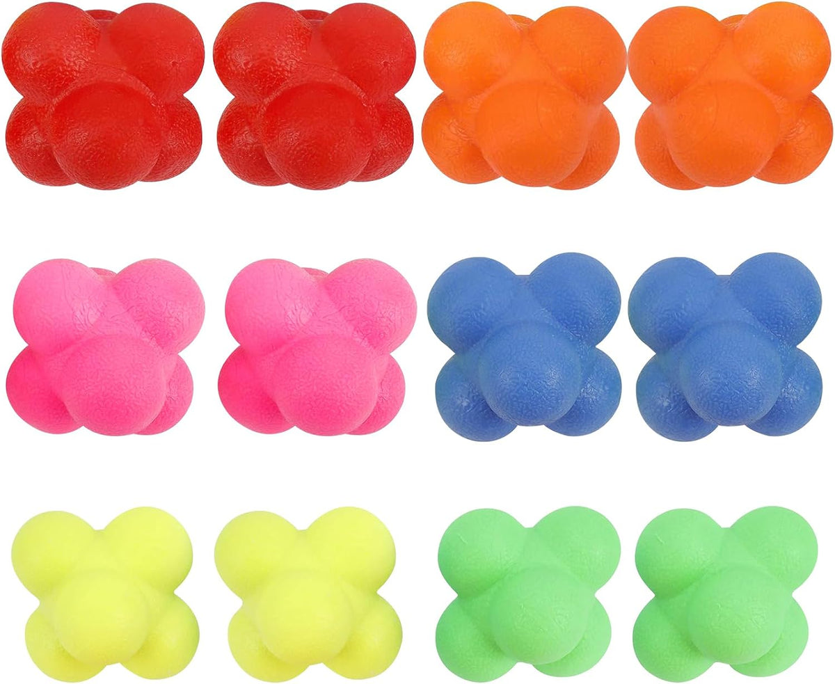 12 Pack Reaction Balls, Rubber Reaction Bounce Balls for Reflex Training