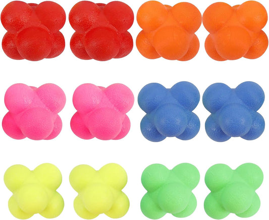 12 Pack Reaction Balls, Rubber Reaction Bounce Balls for Reflex Training