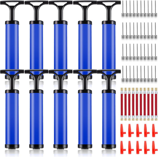 10 Sets Ball Pumps for Sports Balls, Air Balls Pumps Bulk, Blue