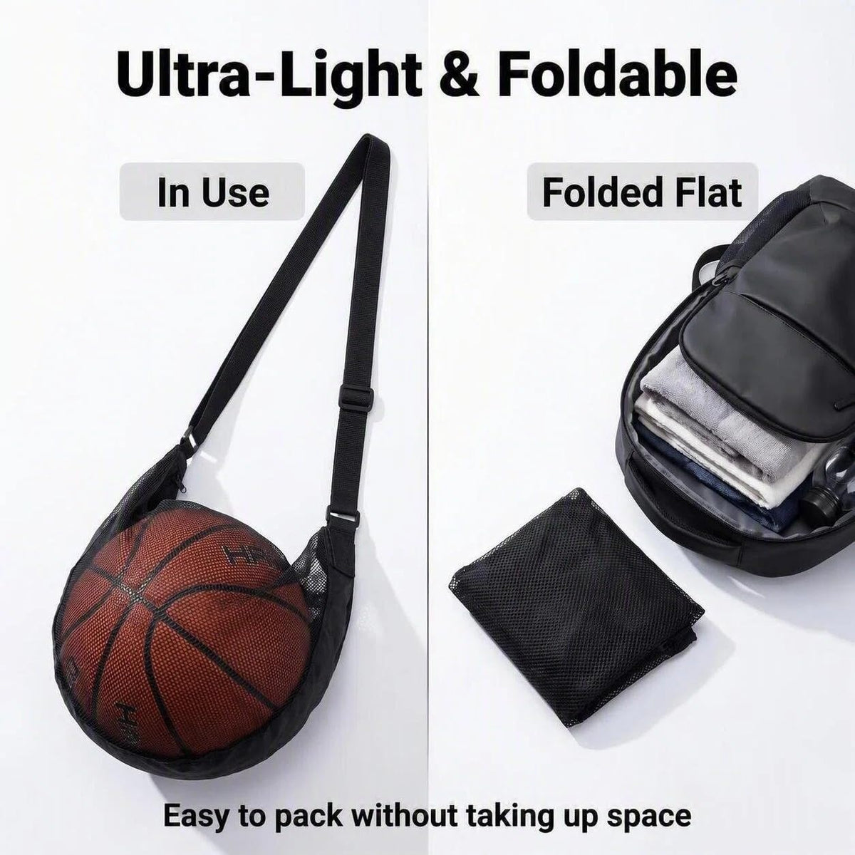 Mesh Sling Ball Bag for Soccer, Basketball & Volleyball