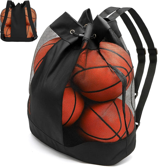 Large Ball Bag, Mesh Sport Bag Adjustable Double Strap