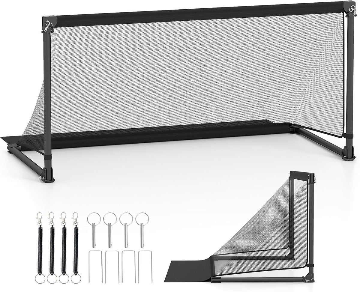 Soccer Goal, Portable Soccer Net with Metal Frame, Ground Stakes, Quick Setup, Foldable Soccer Training Equipment for Outdoor Practice Games