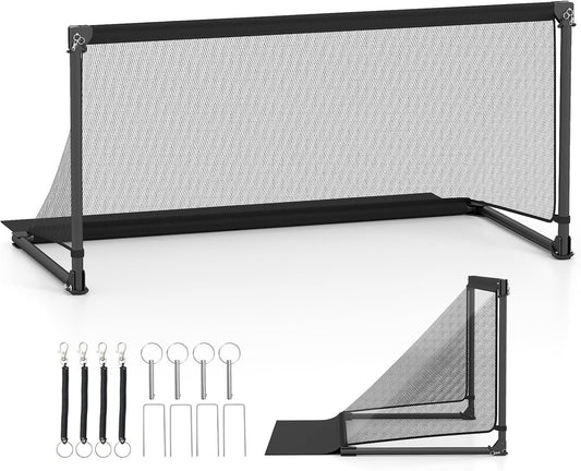 Soccer Goal, Portable Soccer Net with Metal Frame, Ground Stakes, Quick Setup, Foldable Soccer Training Equipment for Outdoor Practice Games