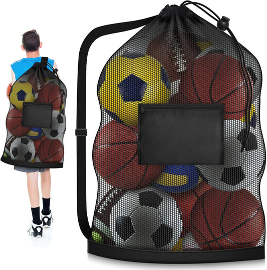 Extra Large Soccer Ball Bag, 40"x30" Drawstring Heavy Duty Mesh Net