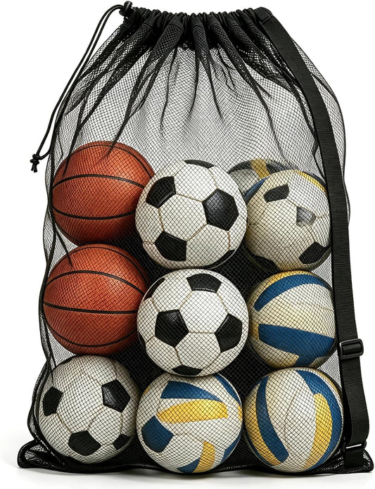 Heavy‑Duty Extra Large Soccer Ball Mesh Bag,40"x30"Drawstring Mesh Ball Bag