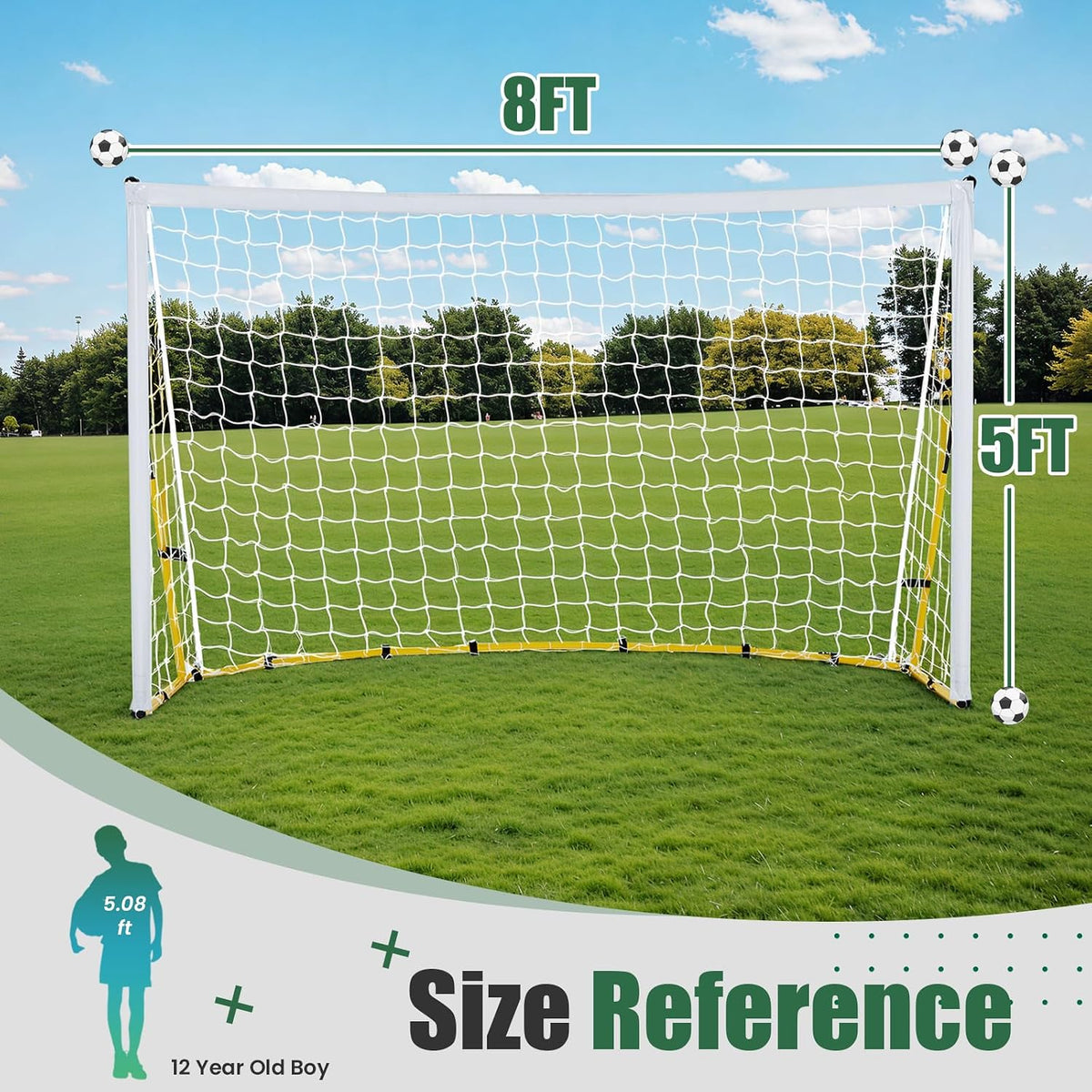 8FT x 5FT Soccer Goal for Backyard, Portable Pop Up Football Goal