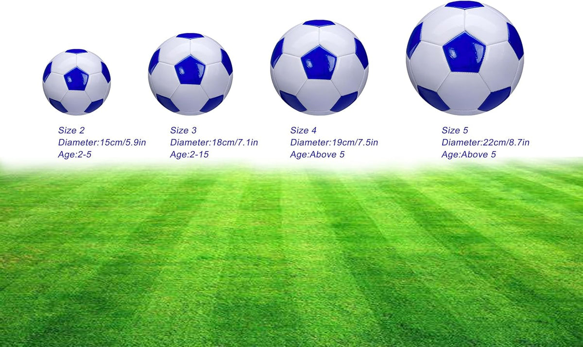 Soccer Ball Size 2,3,4,5 White Blue Outdoor and Indoor School Sports Activity Anti-Explosion Classic Design Suitable for Kids Toddler Boy Gift Training Practice