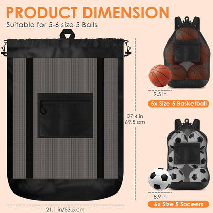 Large Mesh Soccer Ball Bag with Double Shoulder Strap