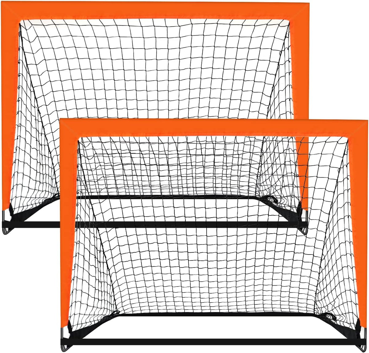 2 Pack 4’ x 3’ Size Portable Kid Soccer Goals for Backyard, Indoor and Outdoor Pop Up Soccer Goals, Orange,