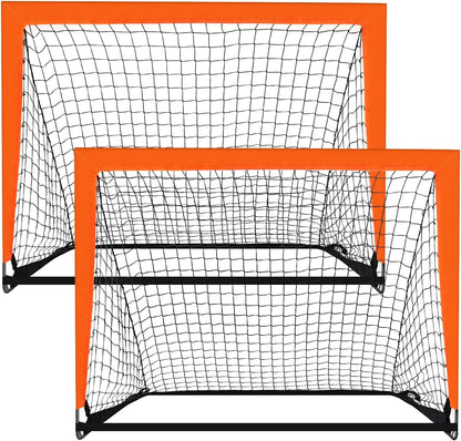 2 Pack 4’ x 3’ Size Portable Kid Soccer Goals for Backyard, Indoor and Outdoor Pop Up Soccer Goals, Orange,