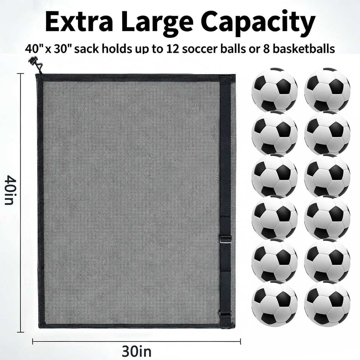 Mesh Soccer Ball Bag, Extra Large Ball Bags for coaches 40 x 30 in