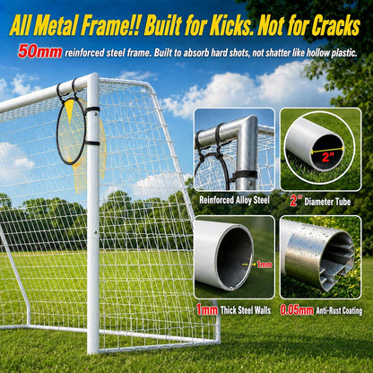 Kids Soccer Goal, 12x6ft/8x6ft/6x4ft Steel Soccer Goals for Backyard