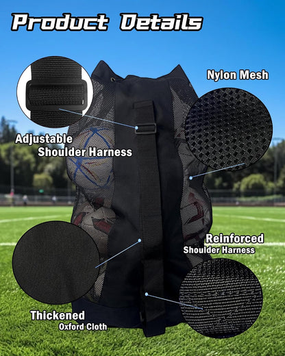 Soccer Ball Bag for Coaches,Heavy Duty Mesh Ball Bag Drawstring Bag