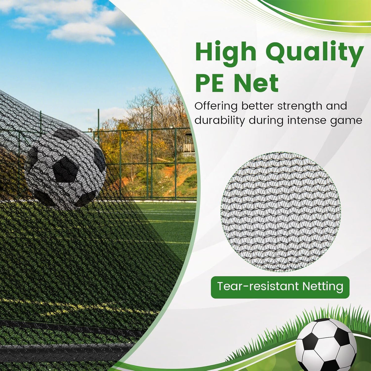 Soccer Goal, Portable Soccer Net with Metal Frame, Ground Stakes, Quick Setup, Foldable Soccer Training Equipment for Outdoor Practice Games