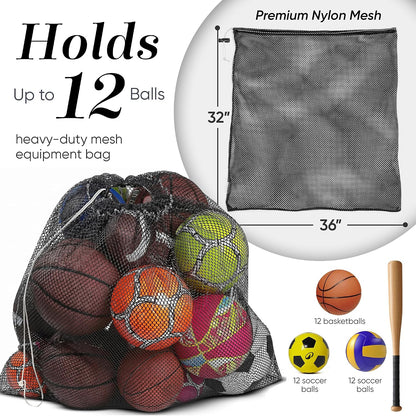 Mesh Equipment Bag, Adjustable, Cord Closure, 32"x36" and 24”x36”