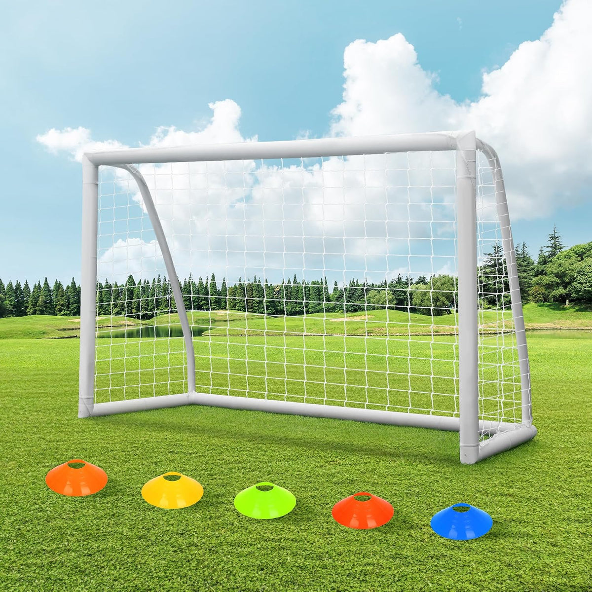 Soccer Goal, 12x6/10x6.5/8x6/6x4 Full Size Soccer Goals for Backyard, Soccer Net with Training Discs, Portable Soccer Goal for Kids and Adults with 1 Carry Bag, Porterias De Futbol