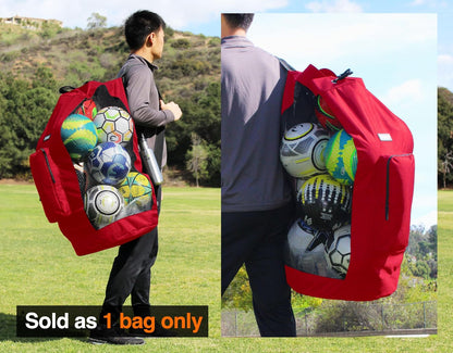 XL Mesh Ball Bag for Soccer & Sports, Adjustable Shoulder Strap